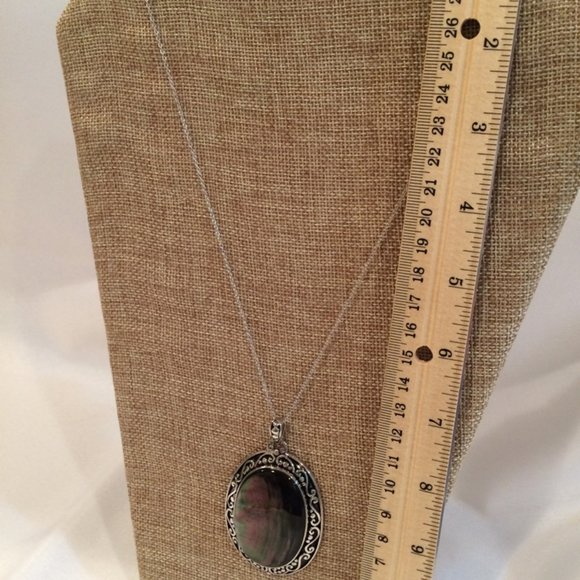 HUGE NEW Gray MOP Rhodium Enhancer Pendant - Picture 7 of 13